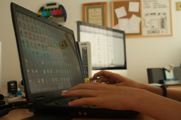A laptop running Windows and an iMac sitting on our desk... Just some of the technology which we use to design your websites and graphics!