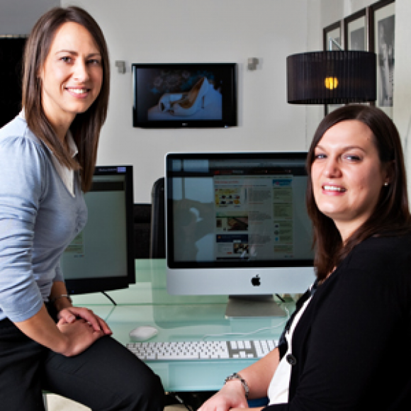 Louisa and I hard at work in our studio