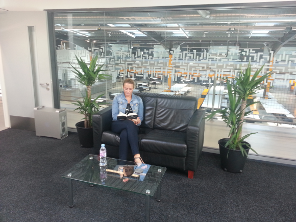 Mrs Buckley enjoying a break from brewing up!