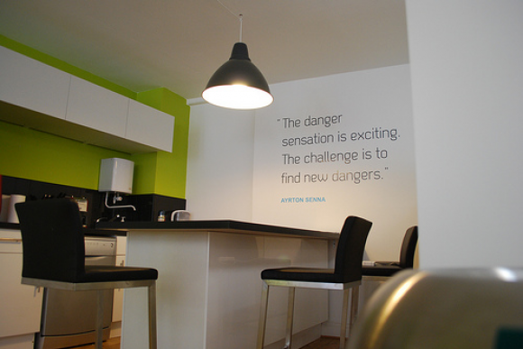 The kitchen area, where we brew tea, coffee and great ideas.