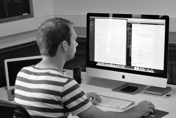 Stuart hard at work creating stunning mobile friendly websites.