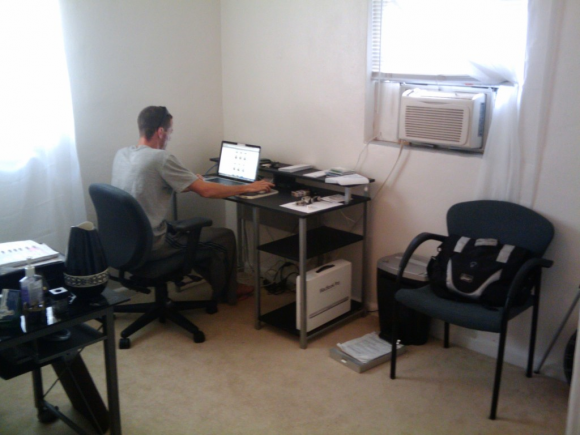 Jared's desk in our private office.