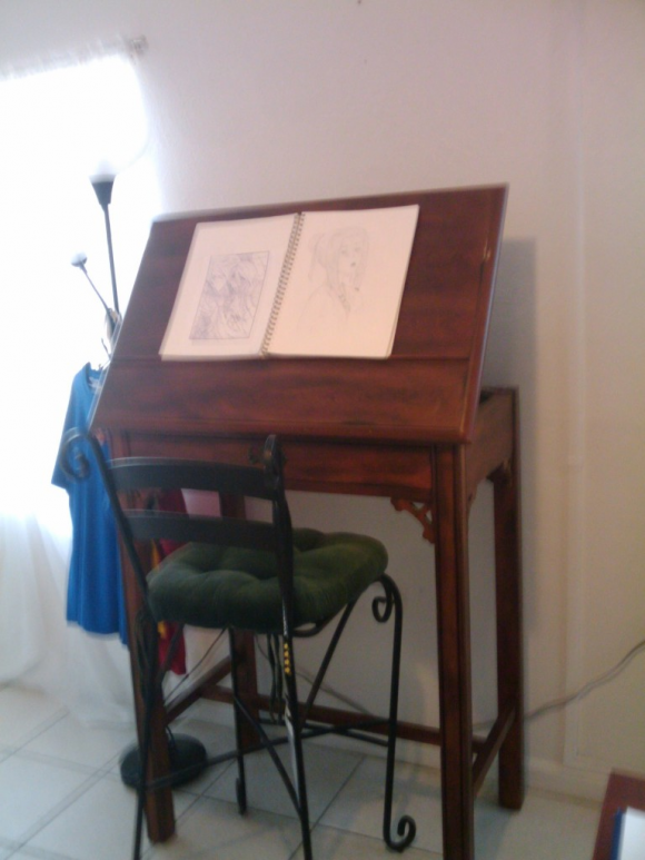 Steven's art drafting table. This is where some of the magic begins.