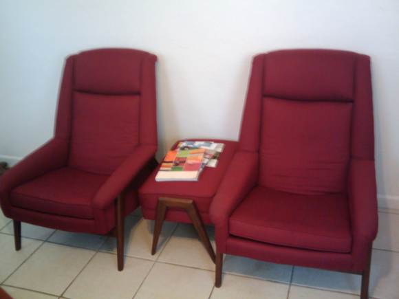 The reception area seating.