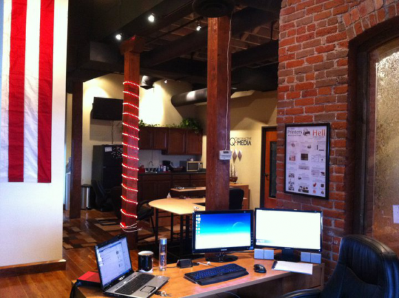 Q2 Office from behind the development desk. 